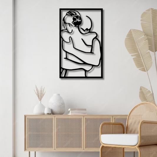 Couple Hugging Metal Wall Art